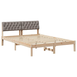Bettgestell 140x190 cm Kiefer Massivholz Braun/Taupe