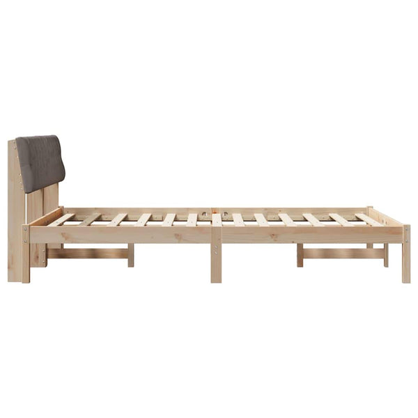 Bettgestell 140x190 cm Kiefer Massivholz Braun/Taupe