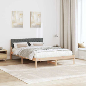 Bettgestell 135x190 cm Kiefer Massivholz Braun/Dunkelgrau