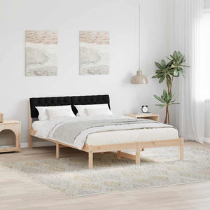 Bettgestell 135x190 cm Kiefer Massivholz Braun/Schwarz