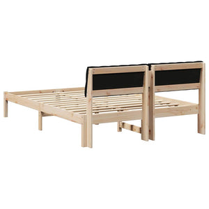 Bettgestell 135x190 cm Kiefer Massivholz Braun/Schwarz