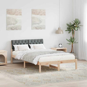 vidaXL Cadre de lit marron et gris foncé 120 x 190 cm en pin massif