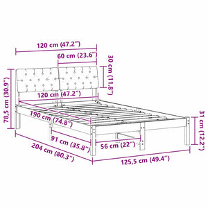 vidaXL Cadre de lit marron et noir 120 x 190 cm pin massif