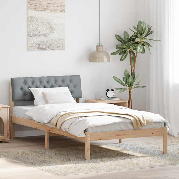 Bettgestell Kiefer Massivholz 100x200 cm Braun/Hellgrau