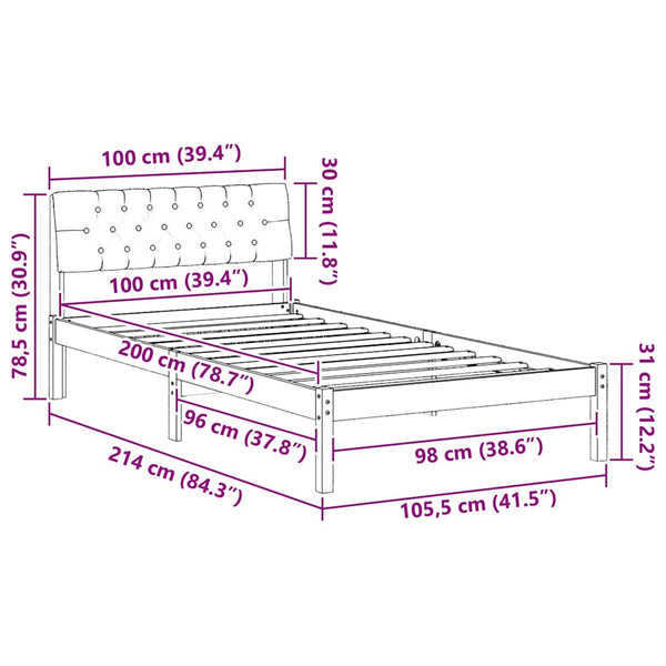 Bettgestell Kiefer Massivholz 100x200 cm
