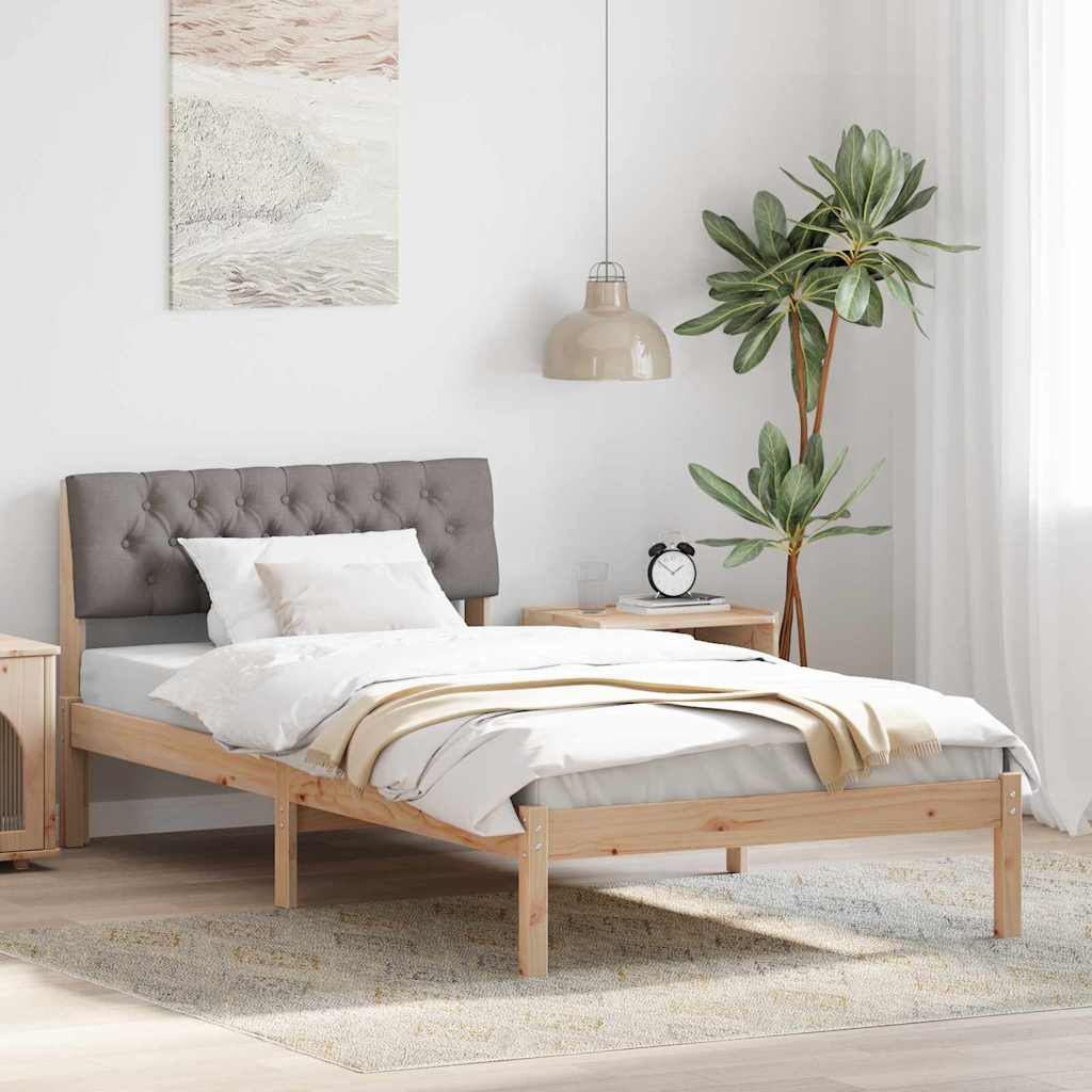 Bettgestell Braun/Taupe 100x200 cm Kiefer Massivholz