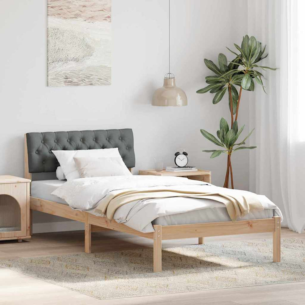 Bettgestell 90x200 cm Kiefer Massivholz Braun/Dunkelgrau