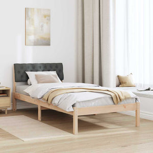 Bettgestell 90x200 cm Kiefer Massivholz Braun/Dunkelgrau