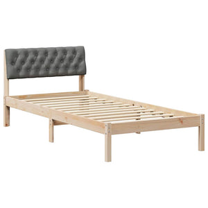 Bettgestell 90x200 cm Kiefer Massivholz Braun/Dunkelgrau
