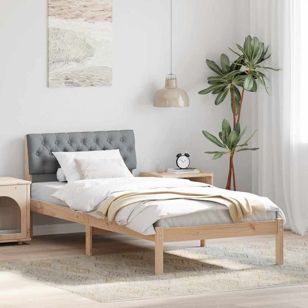 Bettgestell Kiefer 90x190 cm Braun/Hellgrau