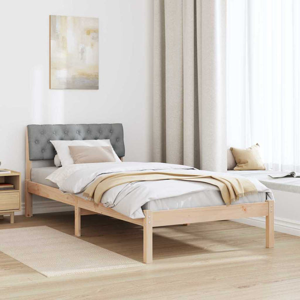 Bettgestell Kiefer 90x190 cm Braun/Hellgrau