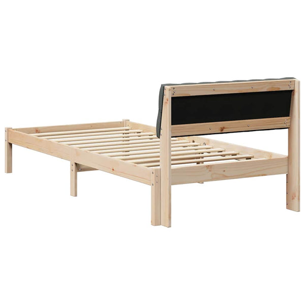 Bettgestell 90x190 cm Kiefer Massivholz Braun/Dunkelgrau