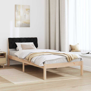 Bettgestell 90x190 cm Kiefer Massivholz Braun/Schwarz