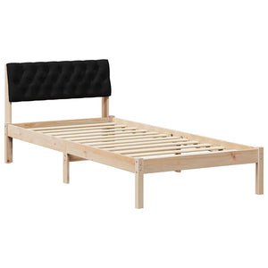 Bettgestell 90x190 cm Kiefer Massivholz Braun/Schwarz