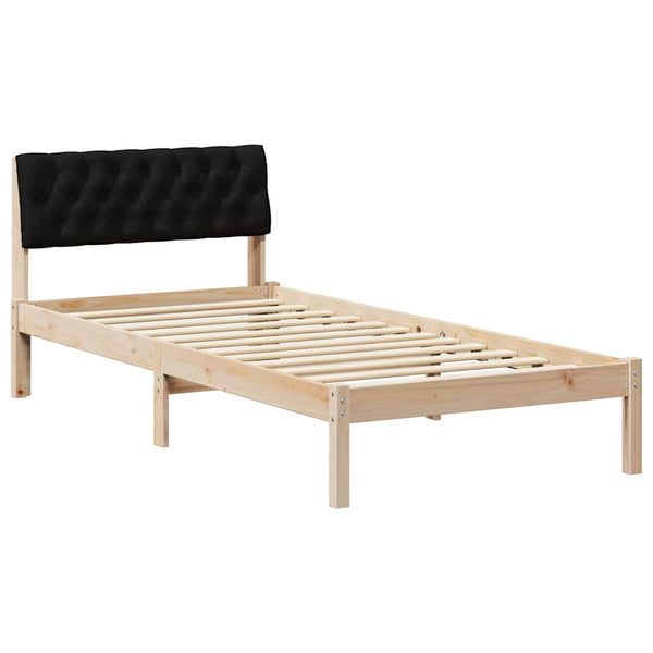 Bettgestell 90x190 cm Kiefer Massivholz Braun/Schwarz