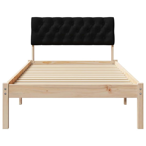 Bettgestell 90x190 cm Kiefer Massivholz Braun/Schwarz