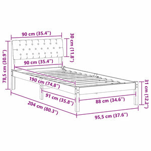 vidaXL Cadre de lit marron et taupe 90 x 190 cm en bois de pin massif
