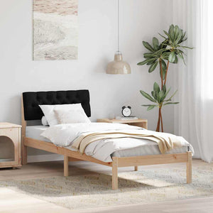 Holz Bettgestell 75x190 cm Braun/Schwarz