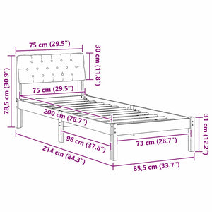 Holz Bettgestell 75x190 cm Braun/Schwarz
