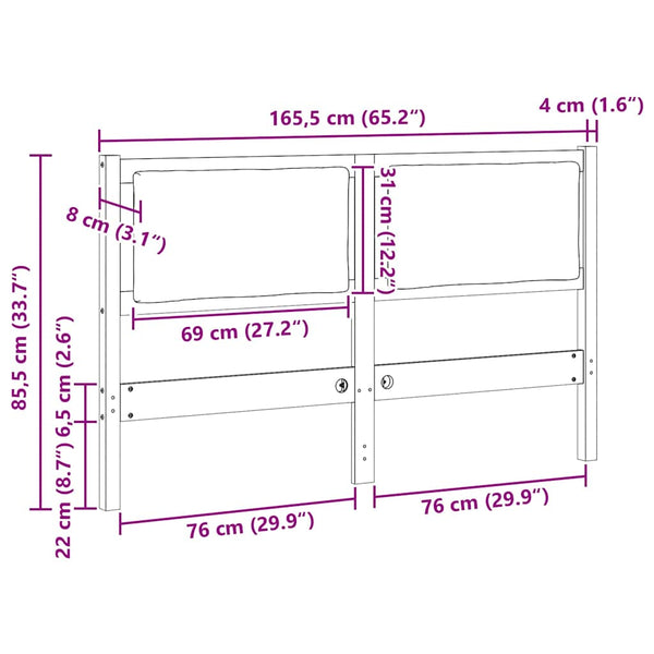 Weißes Kiefer Massivholz Kopfteil 160 cm