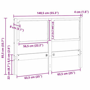 Weißes Kiefer Massivholz Kopfteil 135 cm