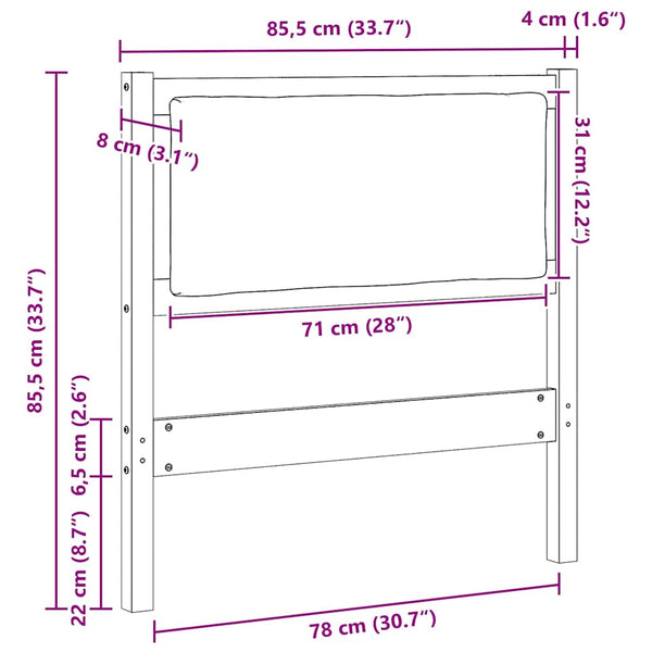 Weißes Kopfteil 80 cm Kiefer Massivholz