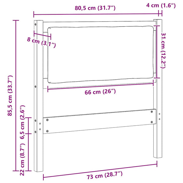 Weißes Kiefer Massivholz Kopfteil 75 cm