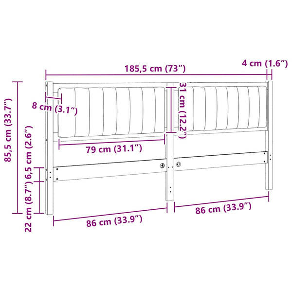 Gepolstertes Kopfteil Weiß 180cm Kiefer Massivholz