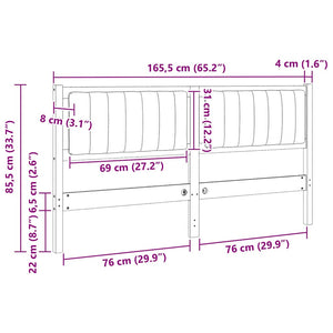 Gepolstertes Kopfteil Weiß 160cm Kiefer Massivholz