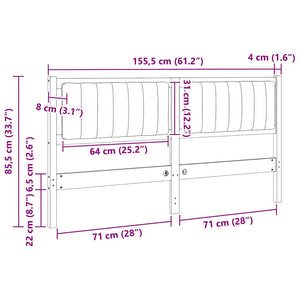 Gepolstertes Kopfteil Weiß 150cm Kiefer Massiv