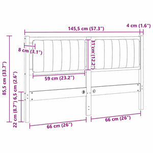 Gepolstertes Kopfteil Weiß 140cm Kiefernholz