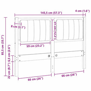 Gepolstertes Kopfteil Weiß 120cm Kiefer Massivholz