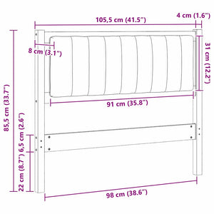 Gepolstertes Kopfteil Weiß 100cm Kiefer Massivholz