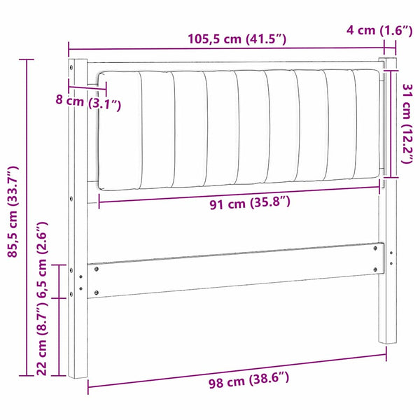 Gepolstertes Kopfteil Weiß 100cm Kiefer Massivholz