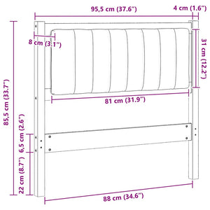 Gepolstertes Kopfteil Weiß 90cm Kiefer