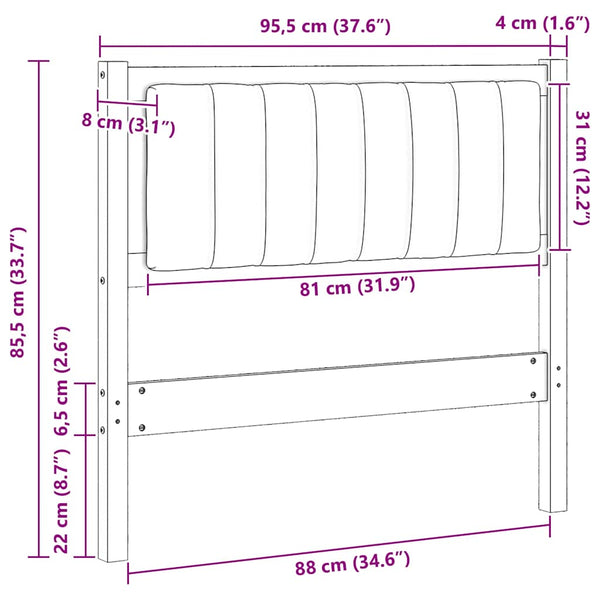 Gepolstertes Kopfteil Weiß 90cm Kiefer