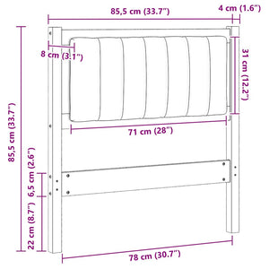 Gepolstertes Kopfteil Weiß 80cm Kiefer Massivholz
