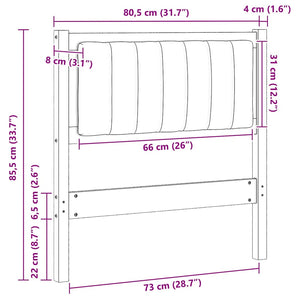 Gepolstertes Kopfteil Weiß 75cm Kiefer Massivholz