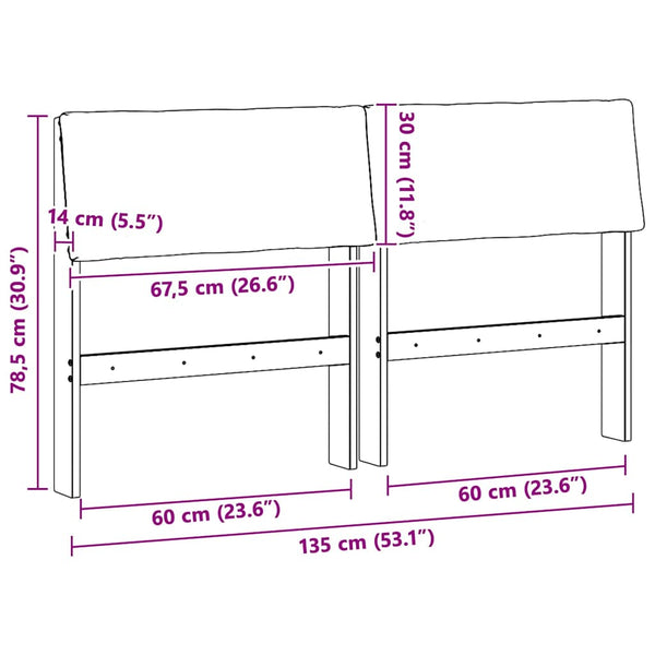Gepolstertes Kopfteil Dunkelgrau 135cm