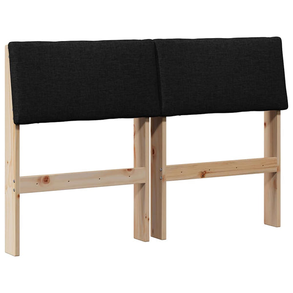 Gepolstertes Kopfteil 120 cm Schwarz Kiefernholz