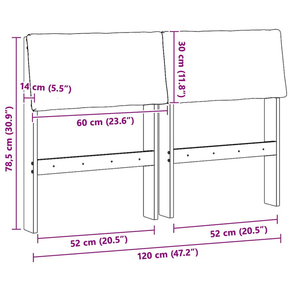 Gepolstertes Kopfteil Taupe 120cm Kiefernholz