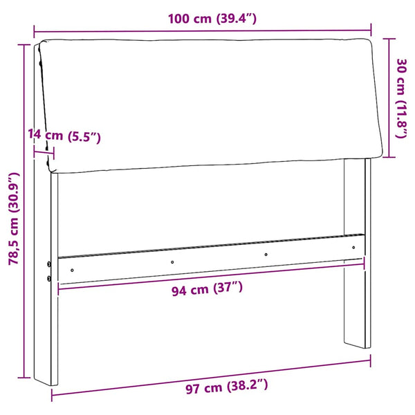Gepolstertes Kopfteil Taupe 100cm Kiefer Massivholz