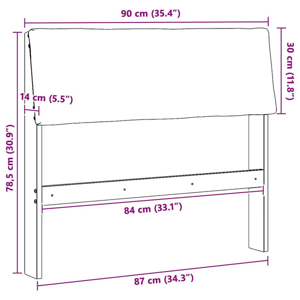 Gepolstertes Kopfteil Taupe 90cm Kiefer Massivholz