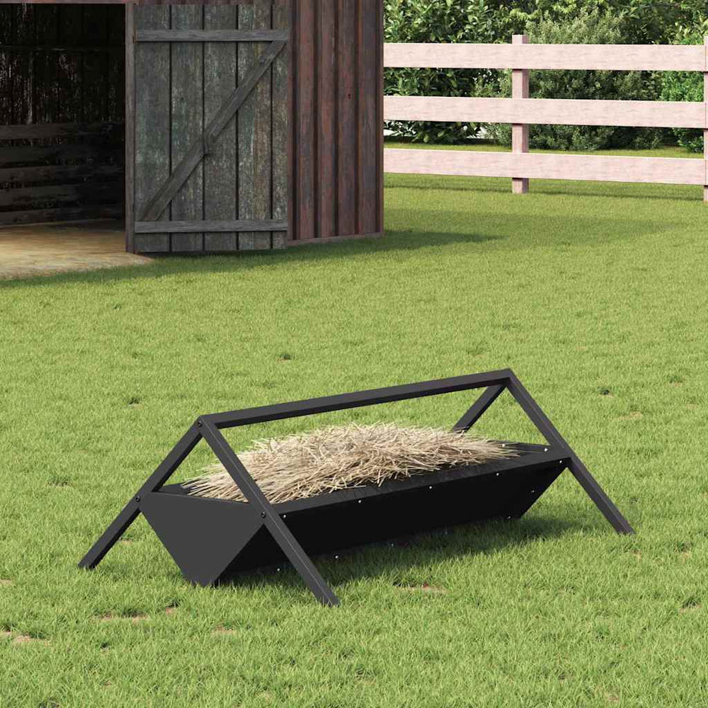 Futtertrog für Nutztiere, Schwarz, 111 cm