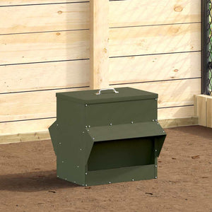 Mangeoire à poulet vidaXL vert olive 40,5 x 45 x 41 cm acier laminé à froid