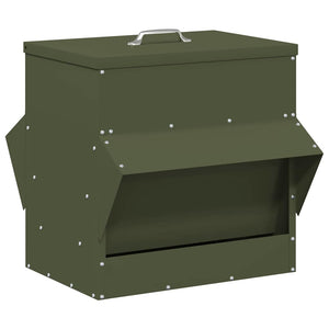 Mangeoire à poulet vidaXL vert olive 40,5 x 45 x 41 cm acier laminé à froid