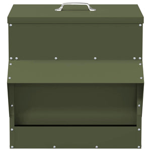 Mangeoire à poulet vidaXL vert olive 40,5 x 45 x 41 cm acier laminé à froid