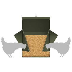 Mangeoire à poulet vidaXL vert olive 40,5 x 45 x 41 cm acier laminé à froid
