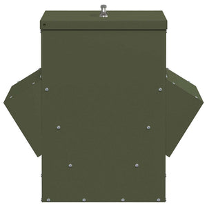 Mangeoire à poulet vidaXL vert olive 40,5 x 45 x 41 cm acier laminé à froid
