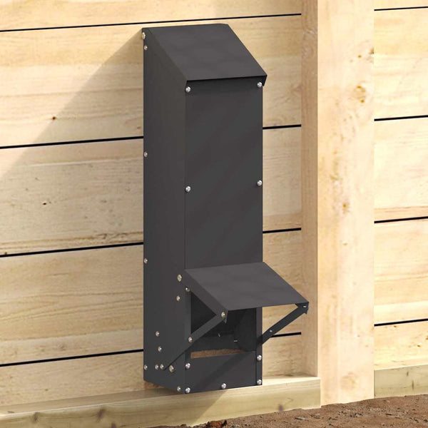 vidaXL Mangeoire à poulets Noir 13 x 12 x 51 cm Acier laminé à froid